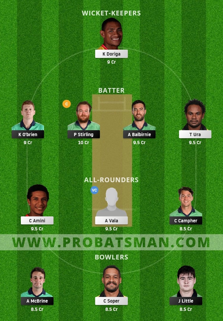 IRE vs PNG Dream11 Fantasy Team Prediction