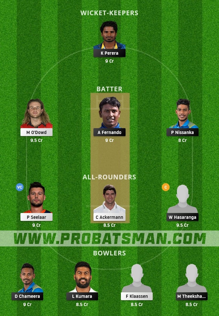 SL vs NED Dream11 Fantasy Team Prediction