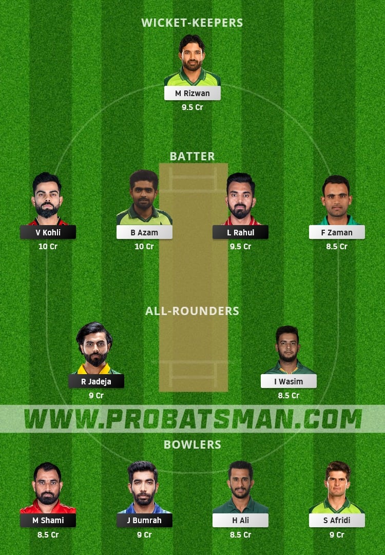 IND vs PAK Dream11 Fantasy Team Prediction