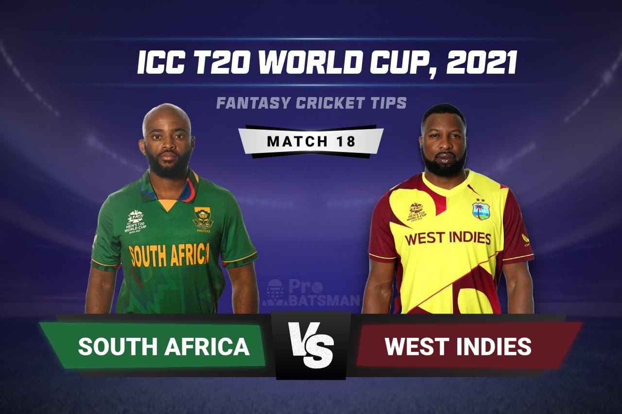 SA vs WI Dream11 Prediction With Stats, Pitch Report & Player Record of ICC T20 World Cup, 2021 For Match 18 SA vs WI Dream11 Prediction