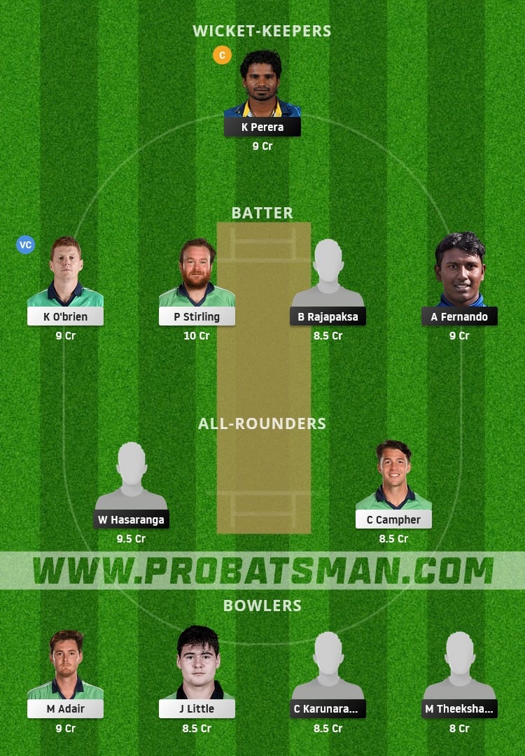 SL vs IRE Dream11 Fantasy Team Prediction