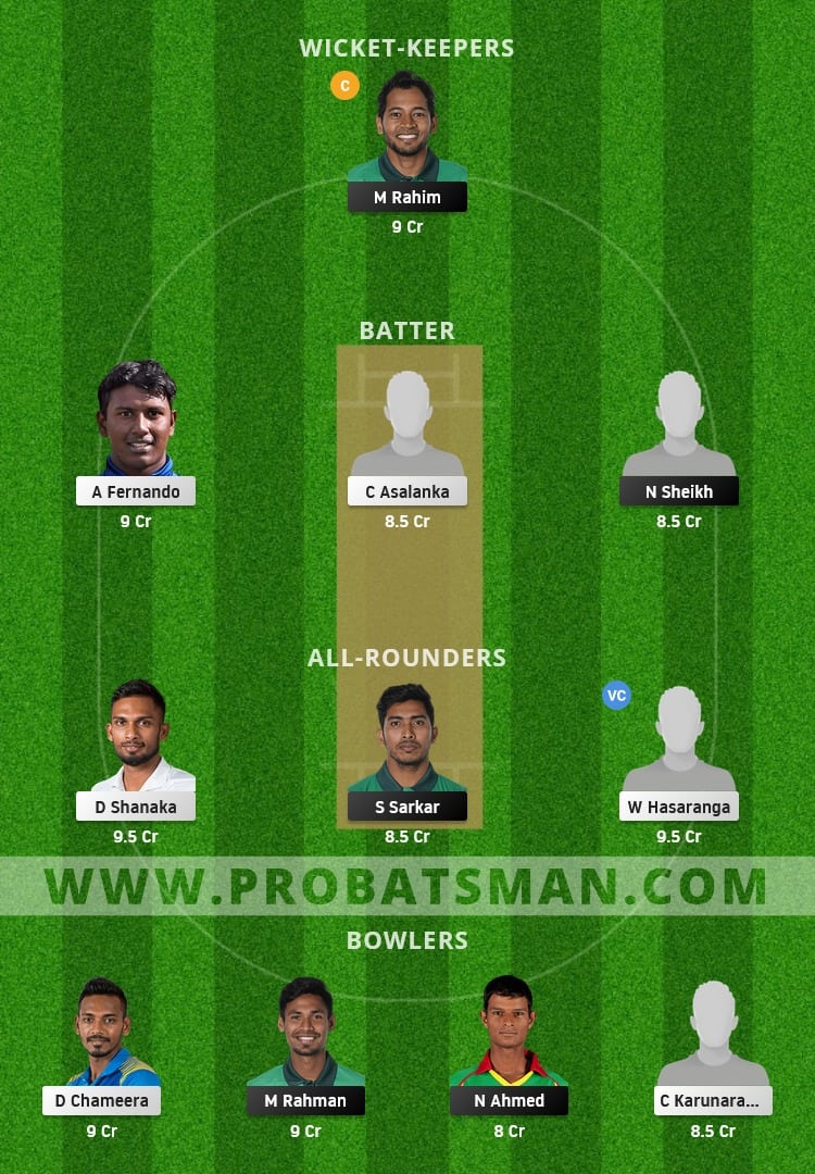 BAN vs SL Dream11 Fantasy Team Prediction