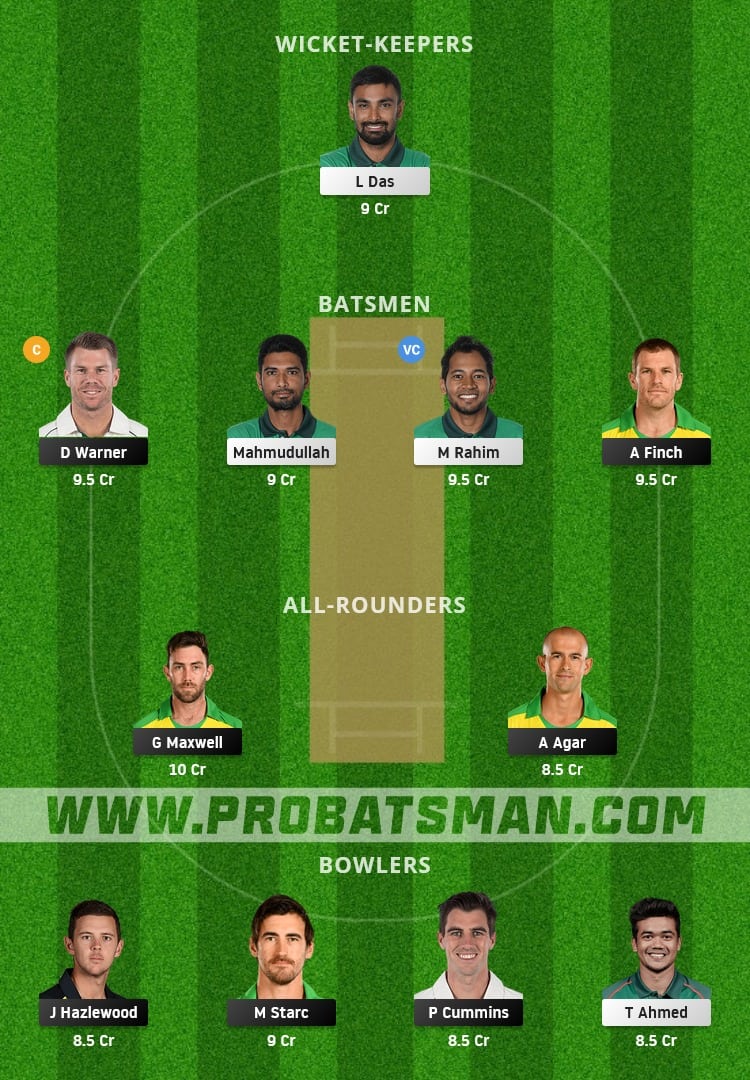 AUS vs BAN Dream11 Fantasy Team Prediction