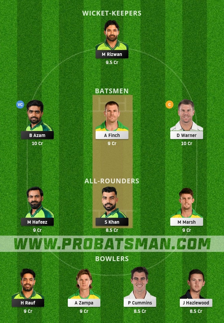 PAK vs AUS Dream11 Fantasy Team Prediction