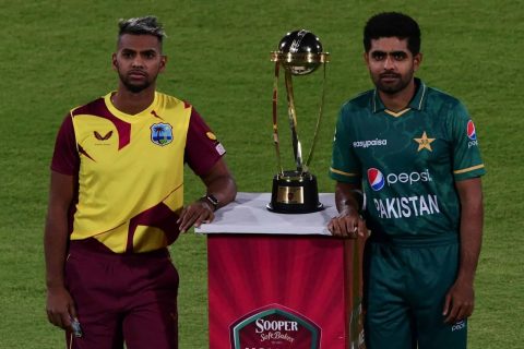 Nicholas Poorna & Babar Azam before West Indies vs Pakistan T20I 2021