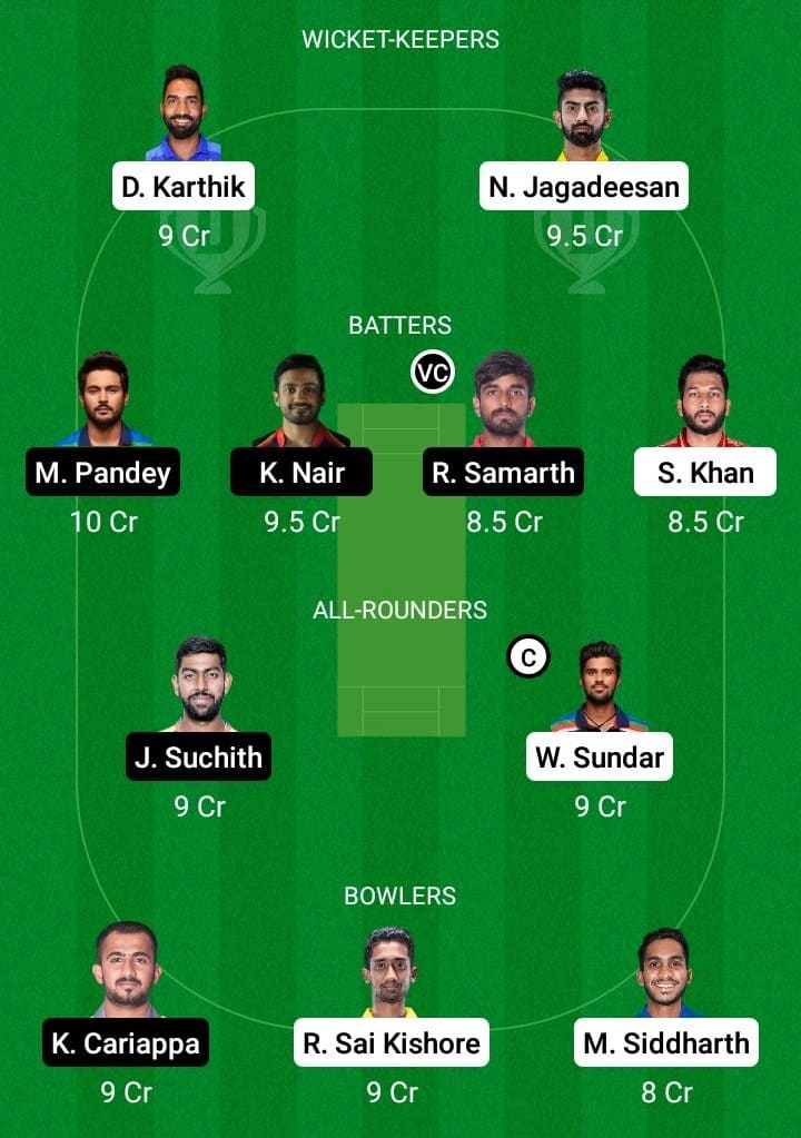 TN vs KAR Dream11 Fantasy Team Prediction