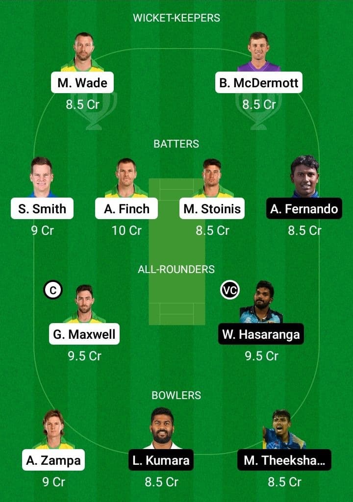 AUS vs SL Dream11 Fantasy Team Prediction