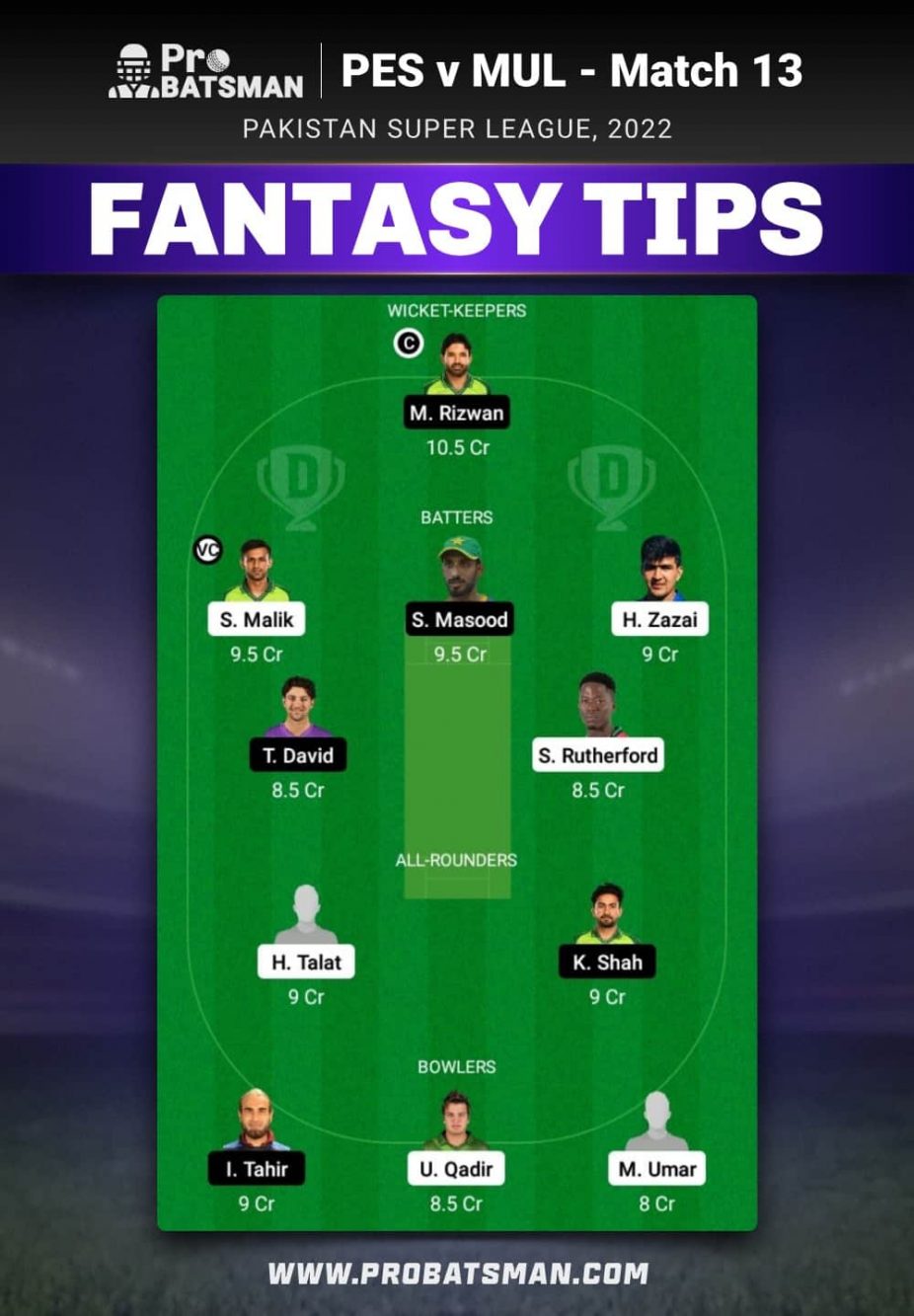 PES vs MUL Dream11 Fantasy Team Prediction