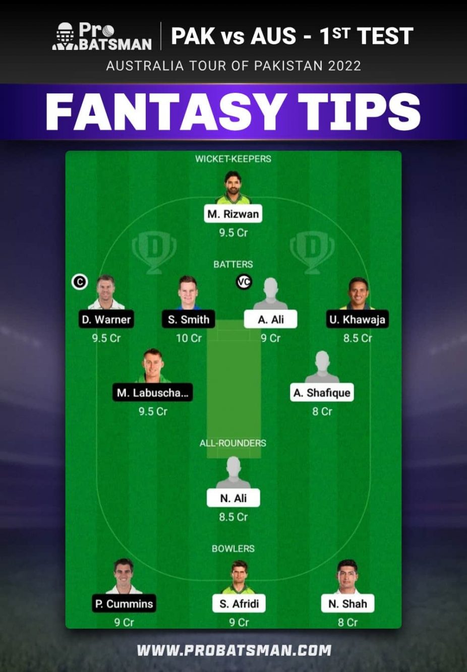 PAK vs AUS Dream11 Fantasy Team Prediction