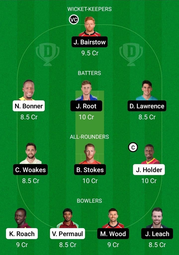 WI vs ENG Dream11 Prediction With Stats, Pitch Report & Player Record of England tour of the West Indies, 2022 For 1st Test