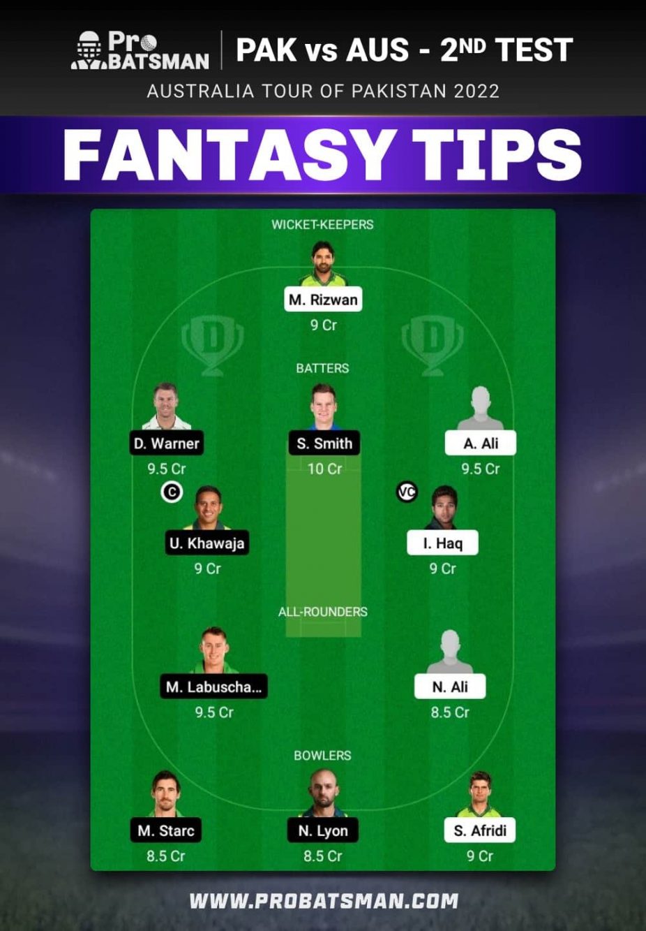 PAK vs AUS Dream11 Fantasy Team 1 Prediction