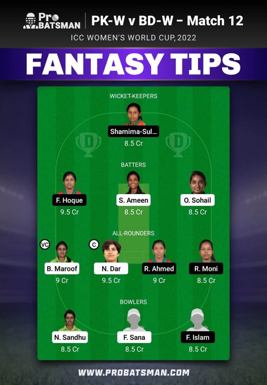 PK-W vs BD-W Dream11 Fantasy Team Prediction