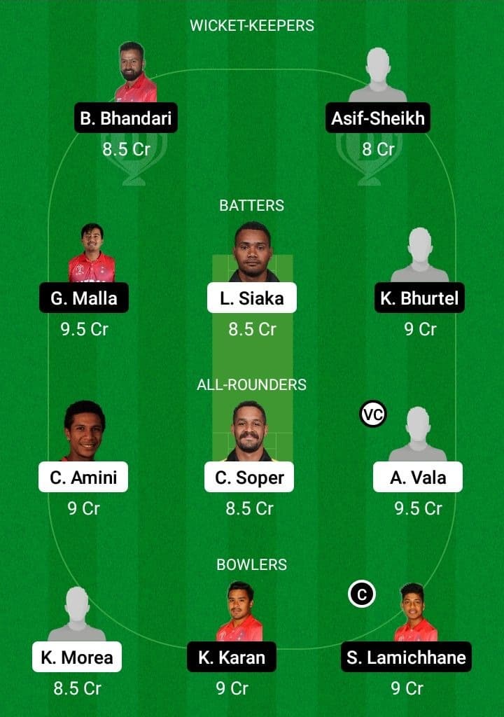 PNG vs NEP Dream11 Fantasy Team Prediction