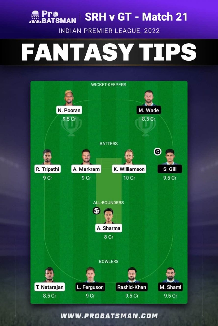 SRH vs GT Dream11 Fantasy Team 2 Prediction SRH vs GT Dream11 Fantasy Team 2 Prediction