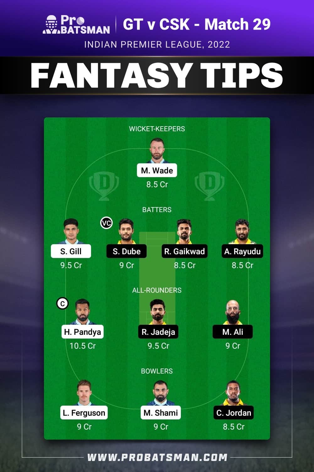 GT vs CSK Dream11 Prediction  - Fantasy Team 2