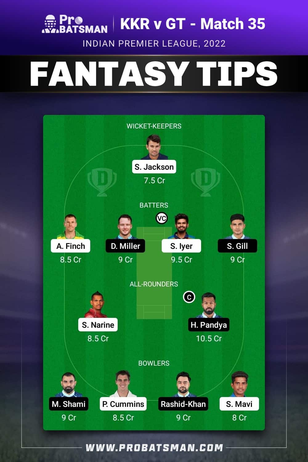 KKR vs GT Dream11 Prediction - Fantasy Team 2