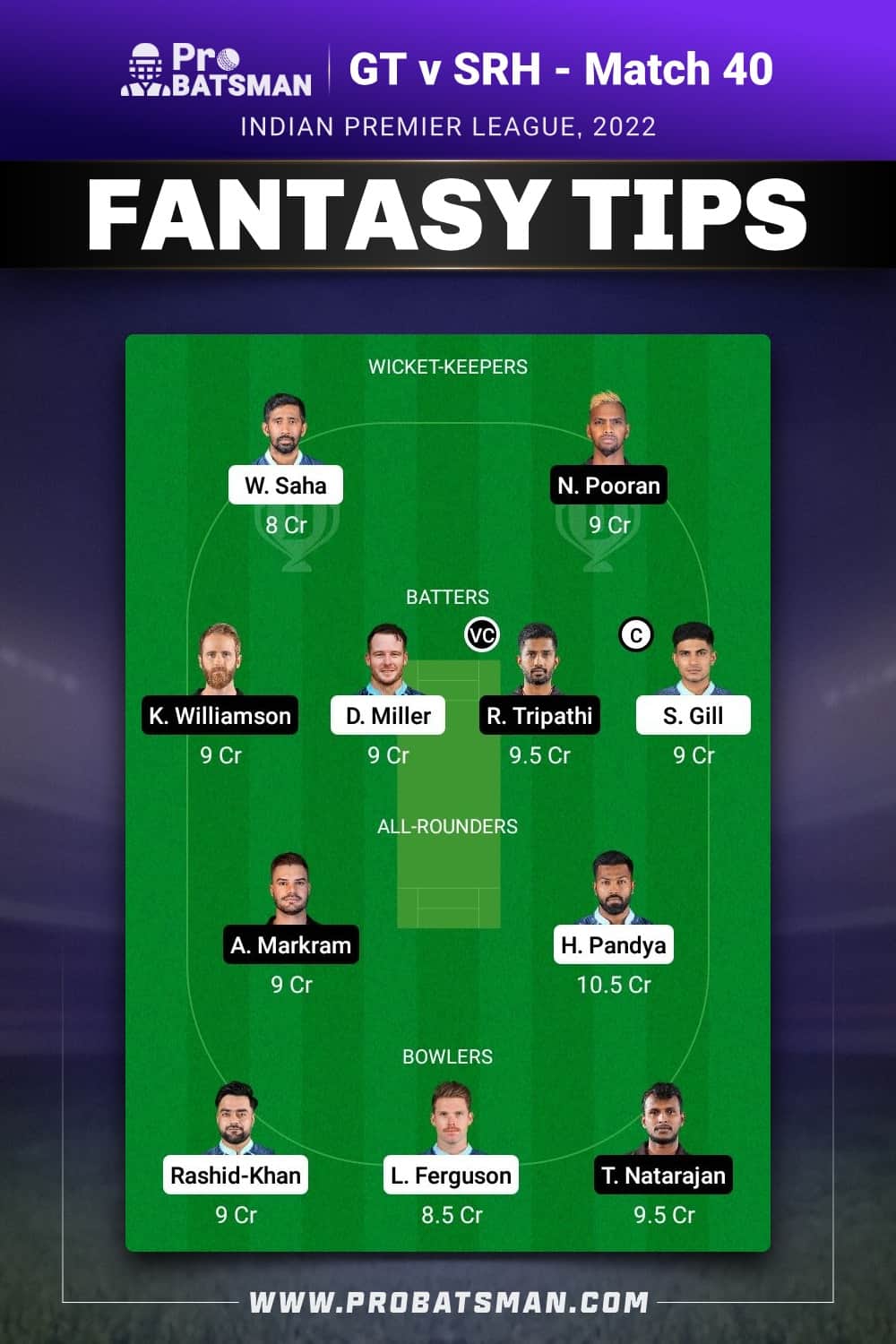  GT vs SRH Dream11 Prediction Fantasy Team 2