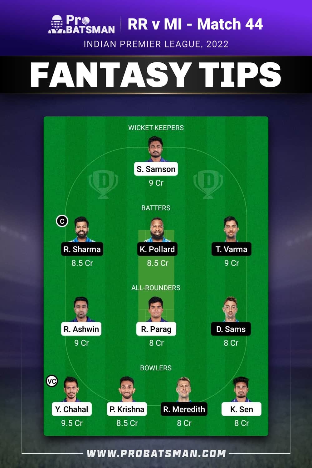  RR vs MI Dream11 Prediction Fantasy Team 2