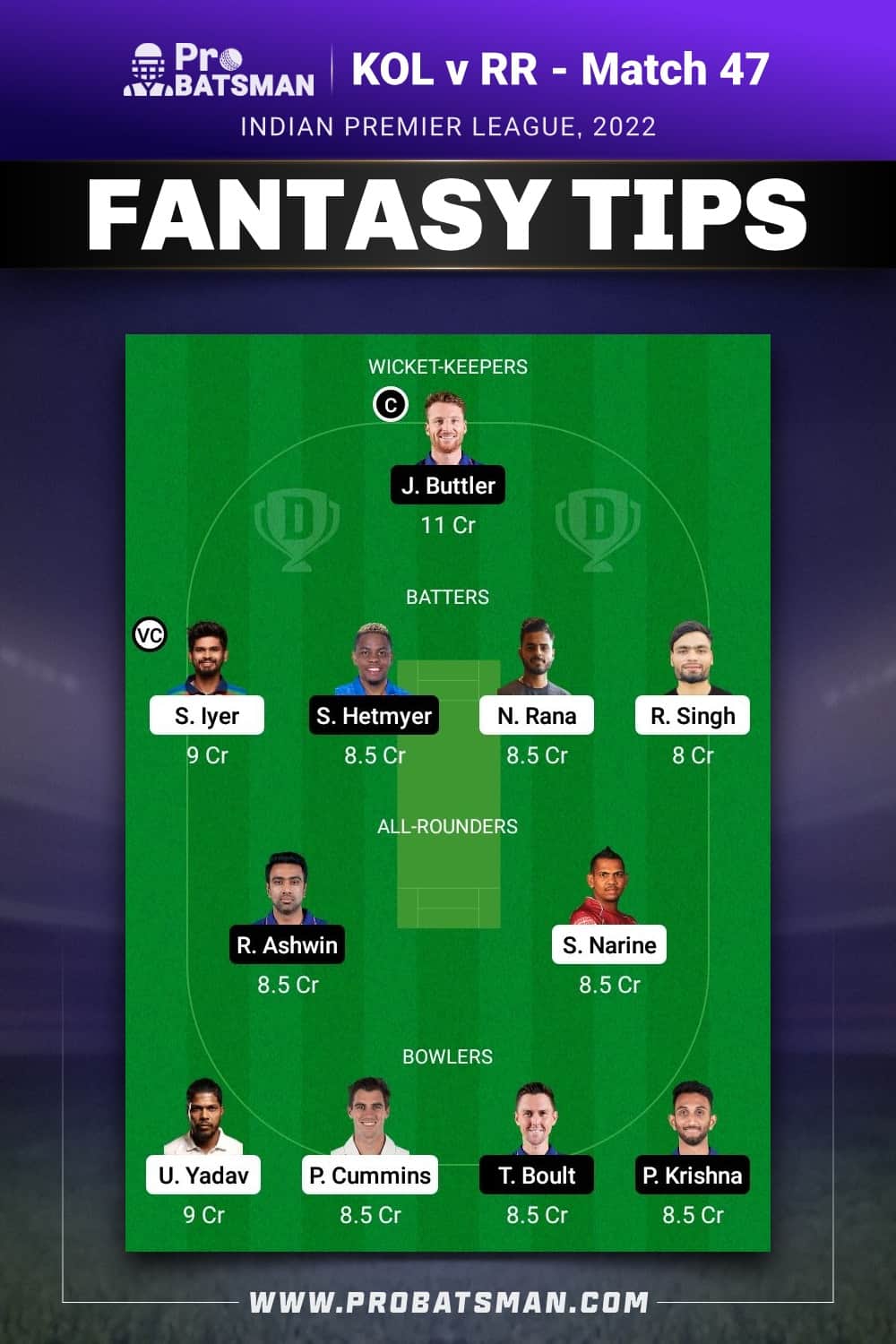 IPL 2022, Match 47 - KOL vs RR Dream11 Prediction With Preview, Playing 11, Pitch Report, Player Records & Updates