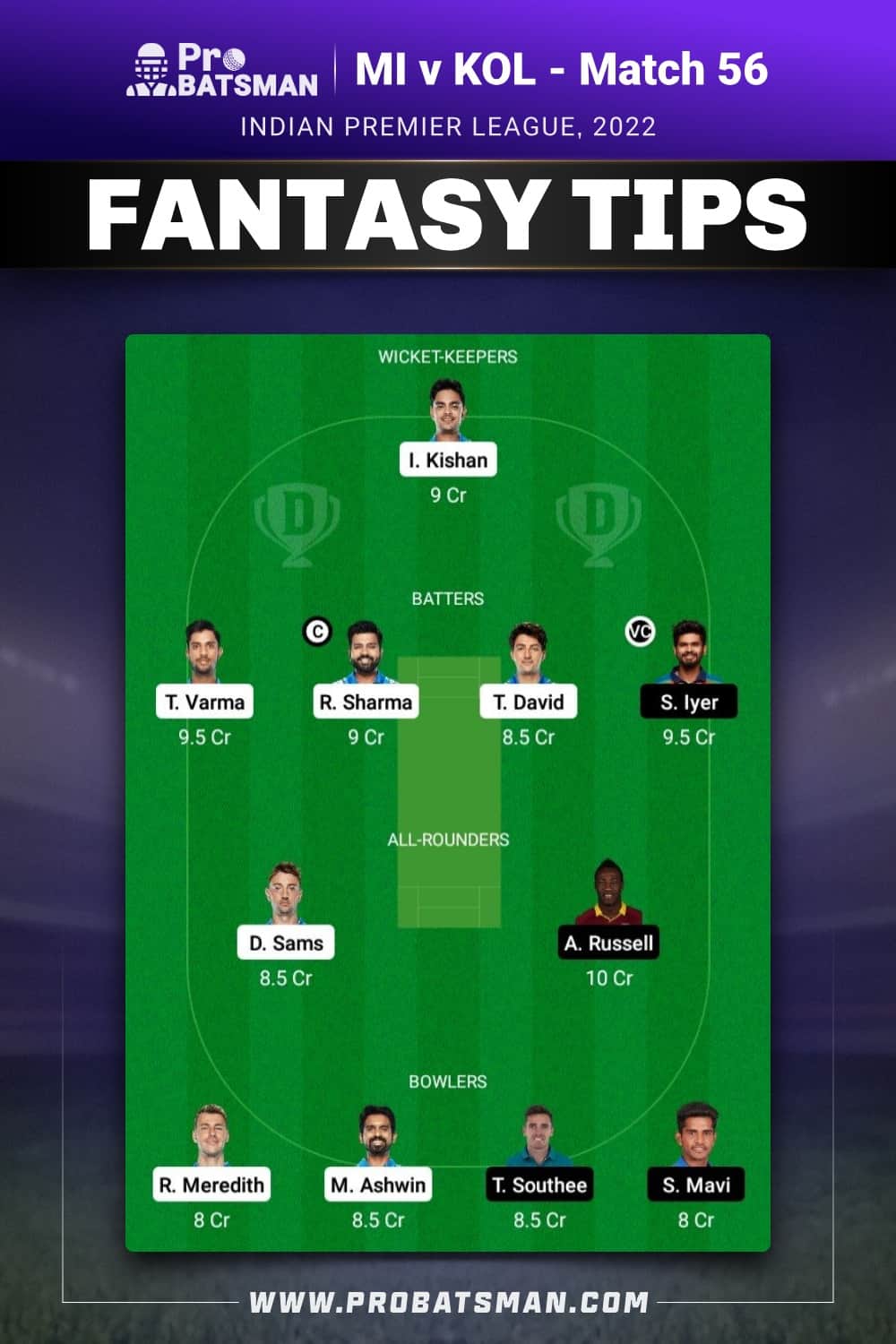 MI vs KKR Dream11 Prediction - Fantasy Team 2