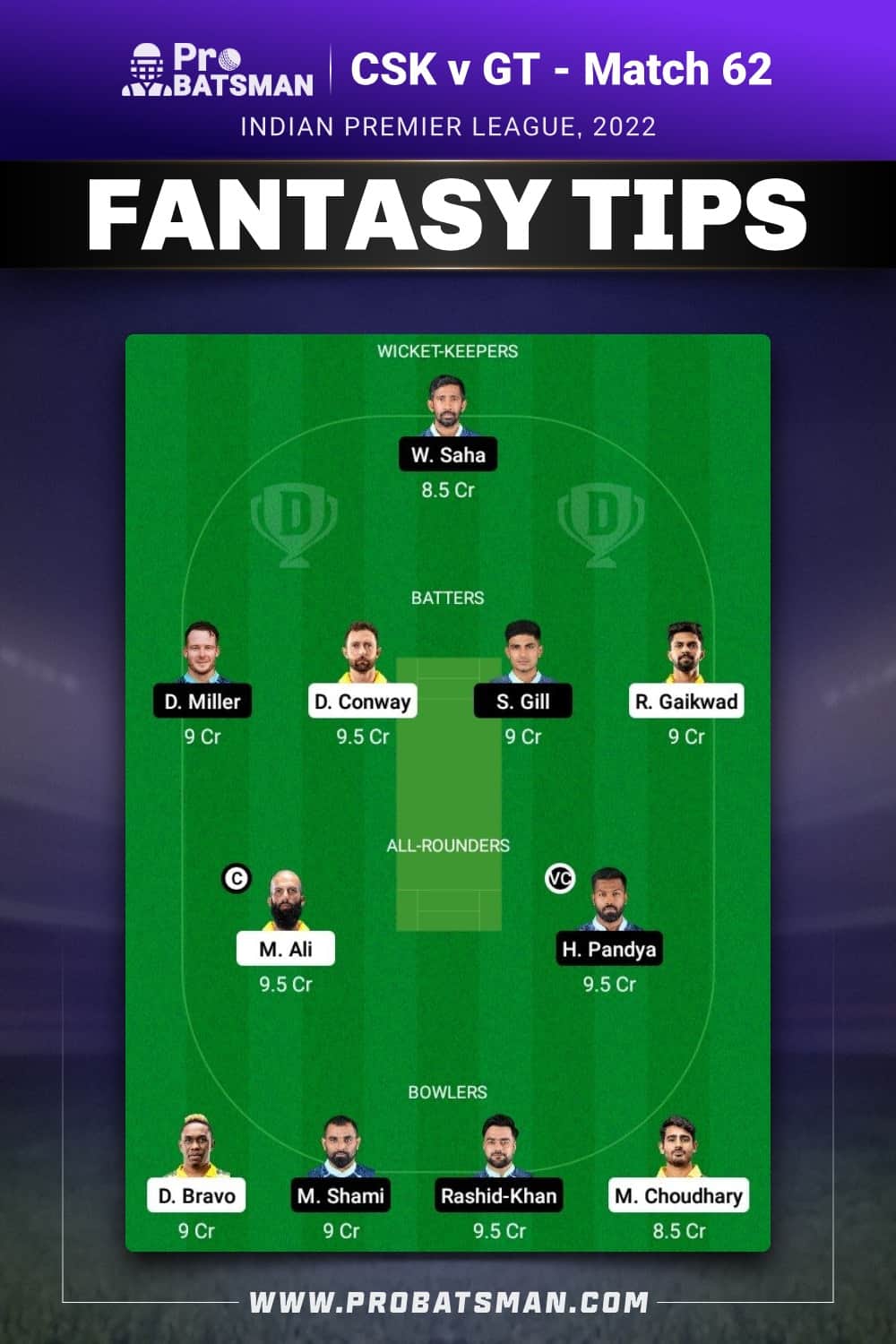 CSK vs GT Dream11 Prediction Fantasy Team 1