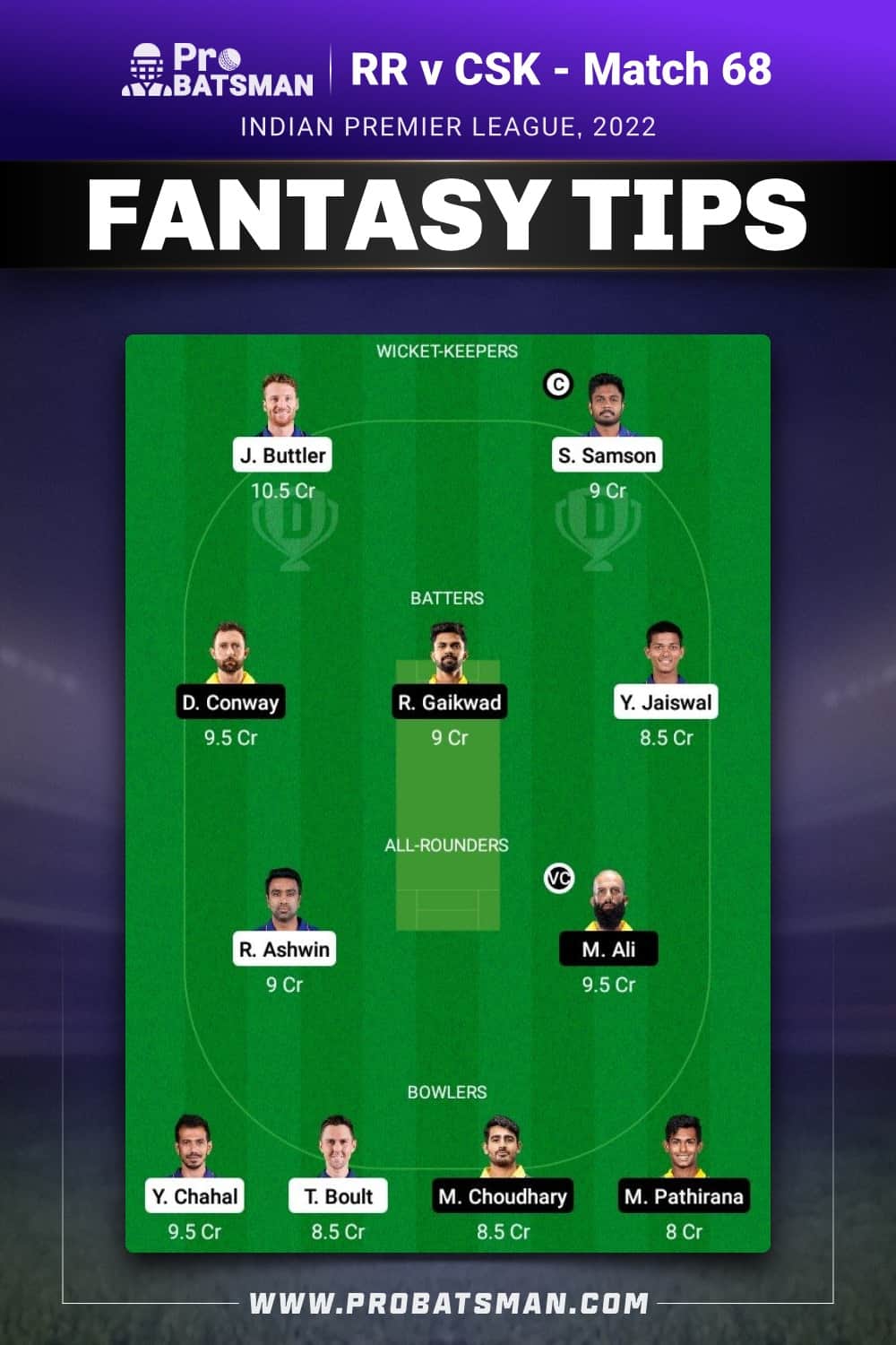 RR vs CSK Dream11 Prediction - Fantasy Team 2