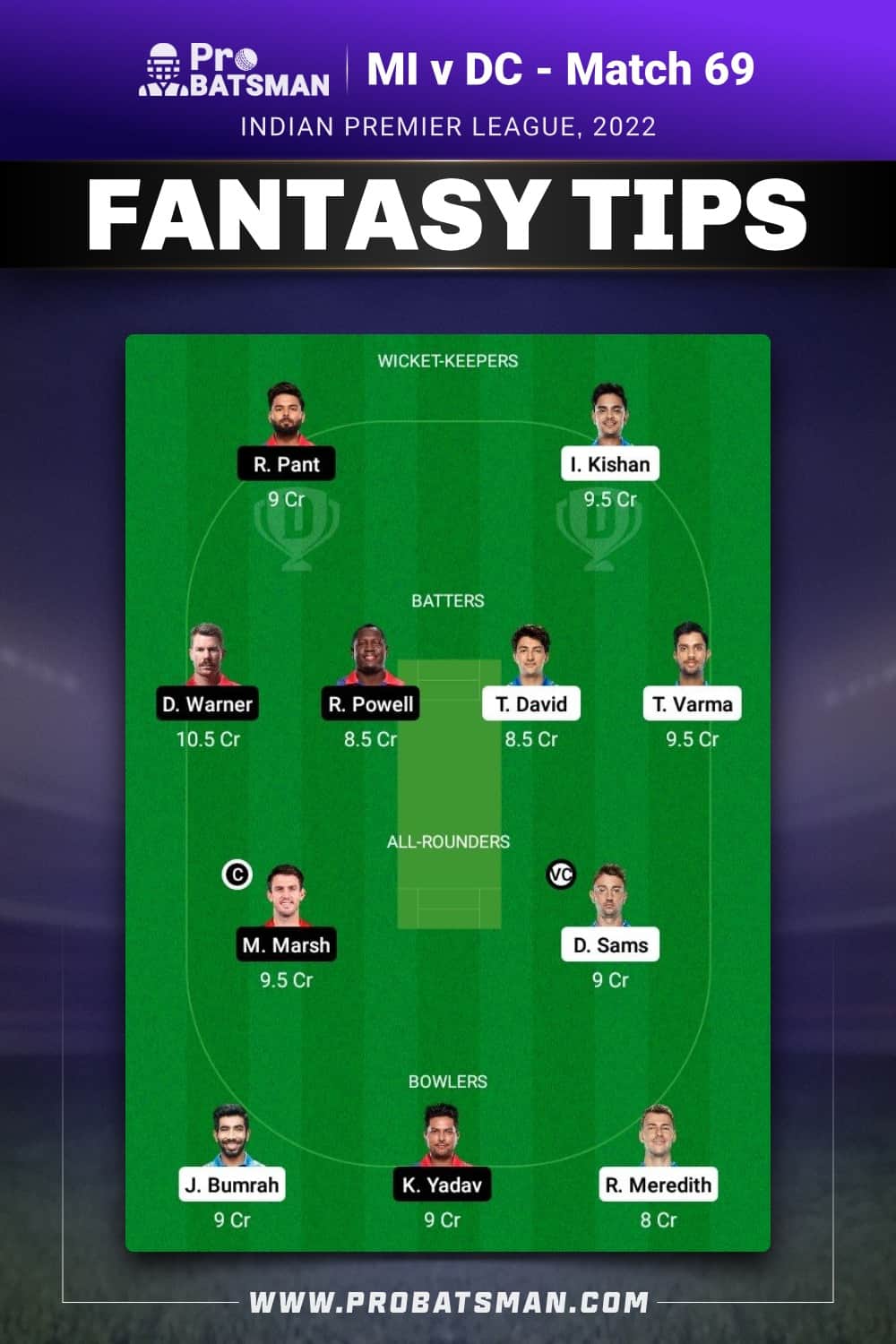 MI vs DC Dream11 Prediction Fantasy Team 2