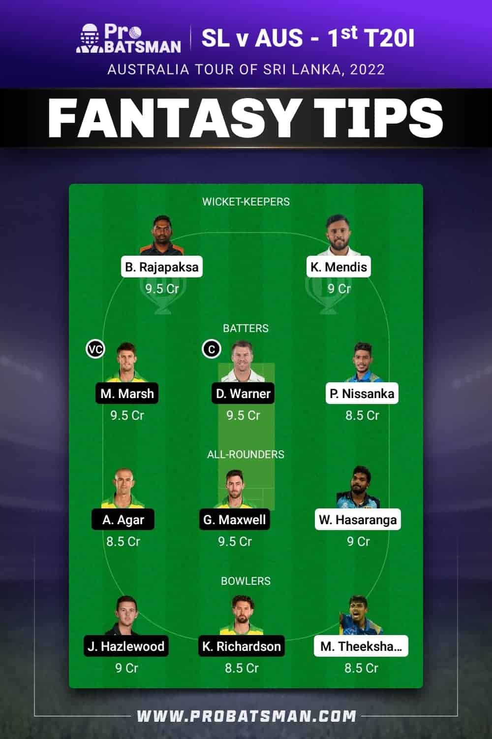 SL vs AUS Dream11 Prediction Fantasy Team 2