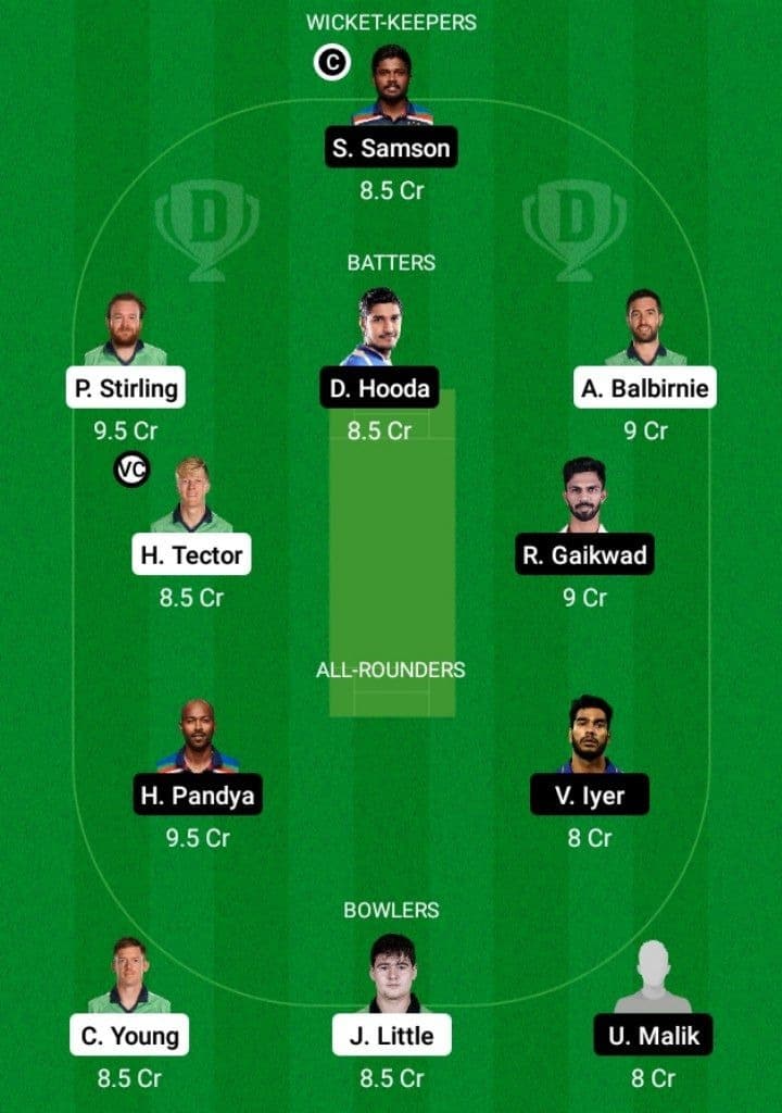 IRE vs IND Dream11 Prediction Fantasy Team 1 IRE vs IND Dream11 Prediction Fantasy Team 1