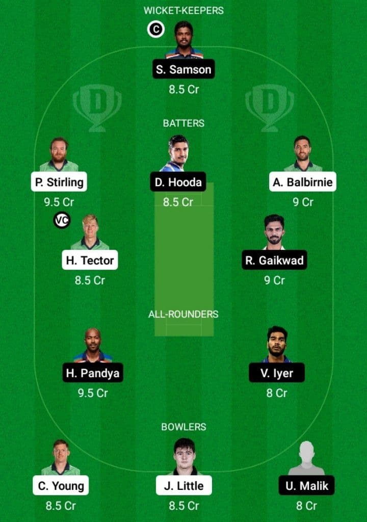 IRE vs IND Dream11 Prediction Fantasy Team 1