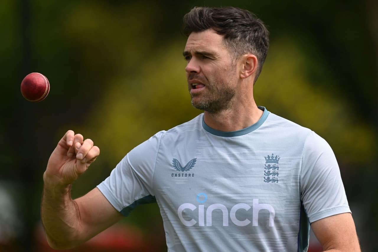 James Anderson of England during a training session