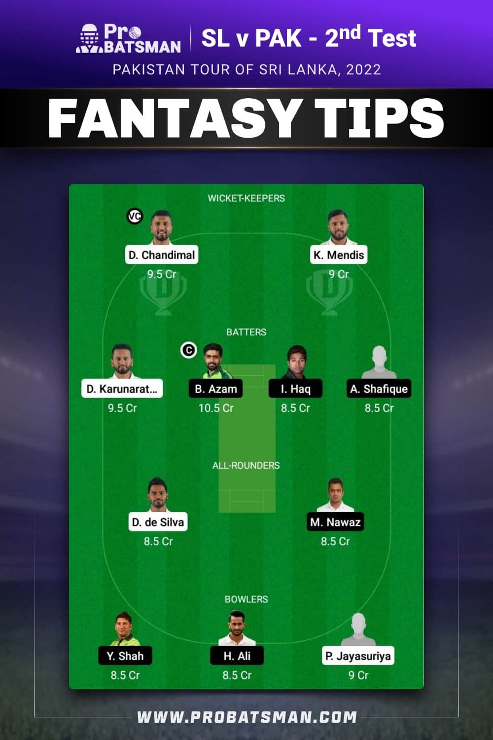 SL vs PAK Dream11 Prediction - Fantasy Team 1