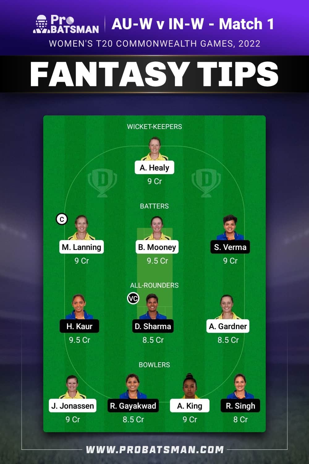 AU-W vs IN-W Dream11 Prediction - Fantasy Team 2