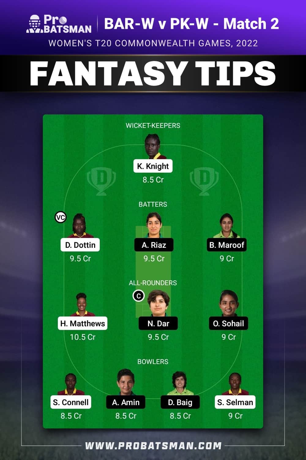 BAR-W vs PK-W Dream11 Prediction - Fantasy Team 2