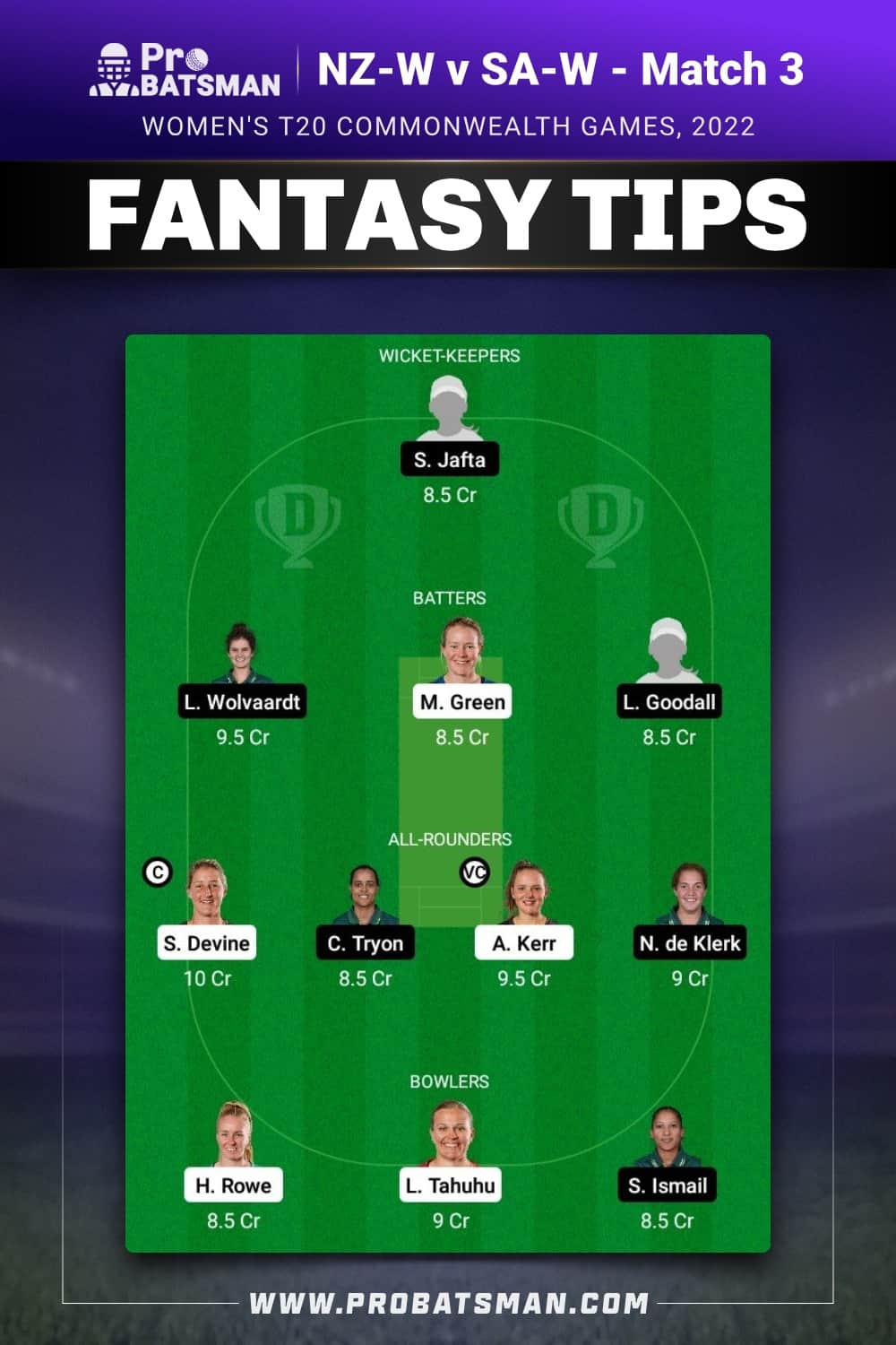 NZ-W vs SA-W Dream11 Prediction - Fantasy Team 2