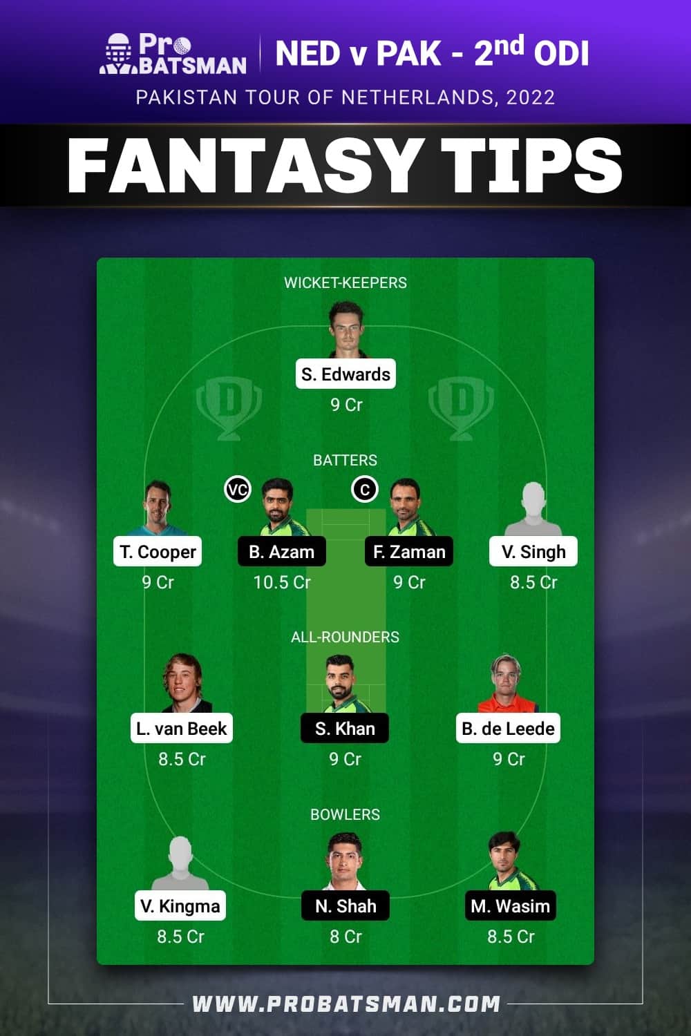 NED vs PAK Dream11 Prediction - Fantasy Team 2