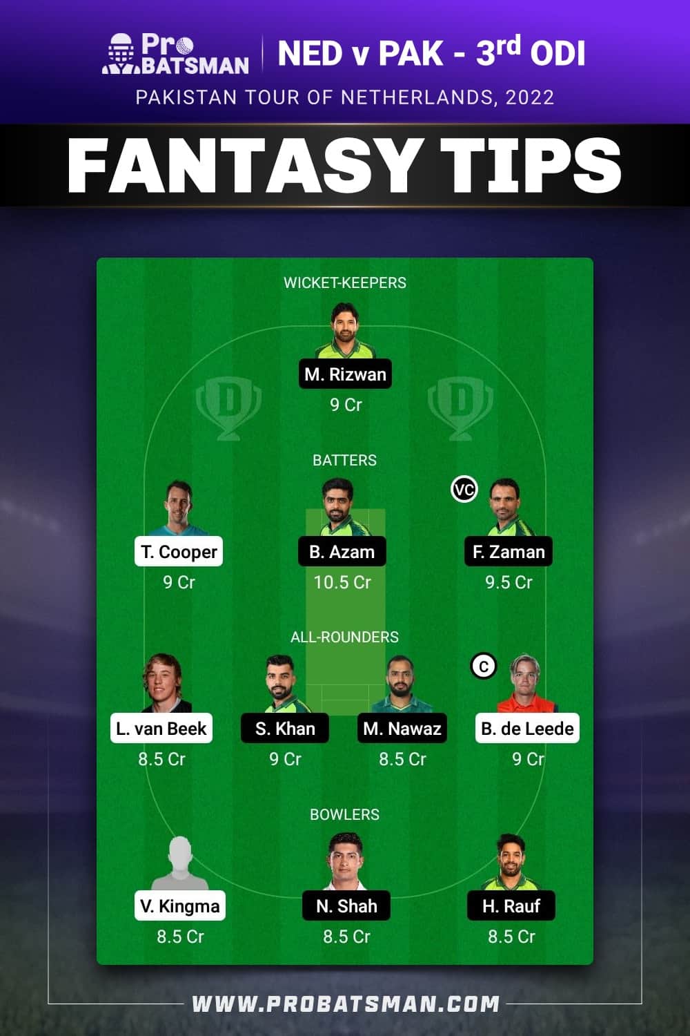 NED vs PAK Dream11 Prediction - Fantasy Team 2