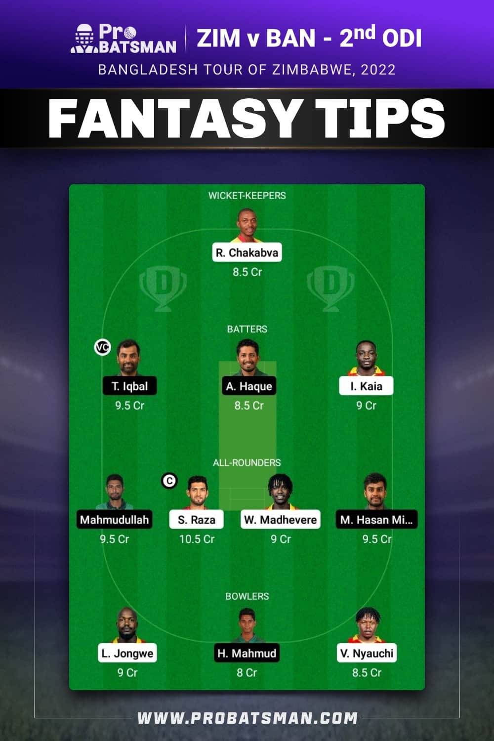 ZIM vs BAN Dream11 Prediction - Fantasy Team 2