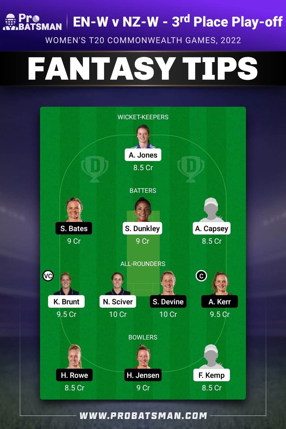 EN-W vs NZ-W Dream11 Prediction - Fantasy Team 2