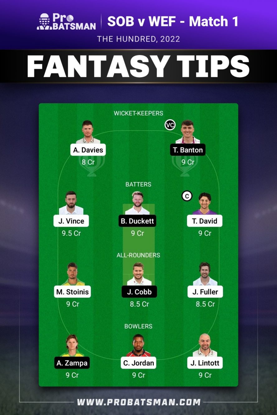 SOB vs WEF Dream11 Prediction With Stats, Pitch Report & Player Record of The Hundred, 2022 For Match 1