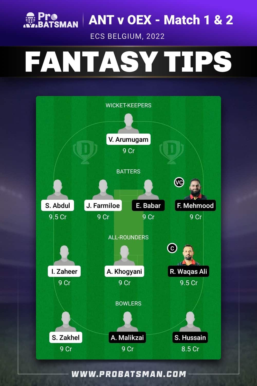 ANT vs OEX Dream11 Prediction - Fantasy Team 2