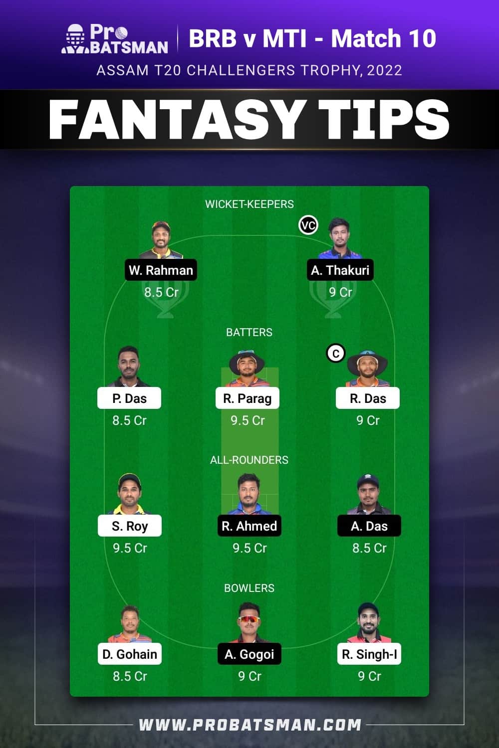 BRB vs MTI Dream11 Prediction - Fantasy Team 1