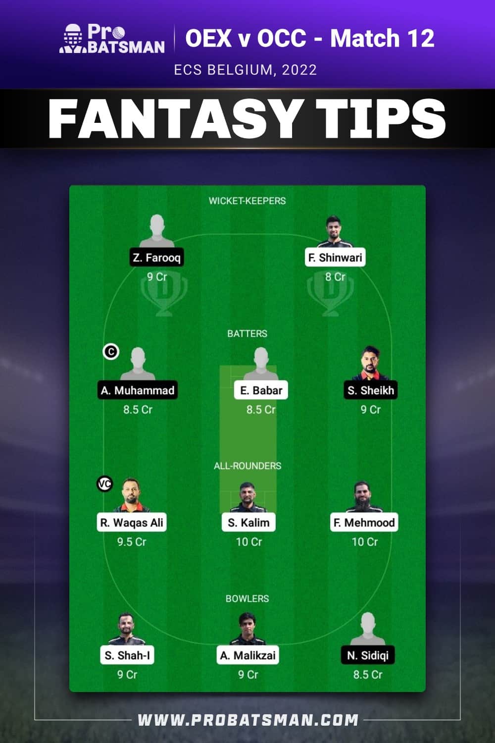 OEX vs OCC Dream11 Prediction - Fantasy Team 2