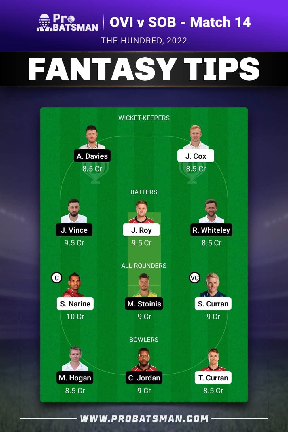 OVI vs SOB Dream11 Prediction - Fantasy Team 1 OVI vs SOB Dream11 Prediction - Fantasy Team 1