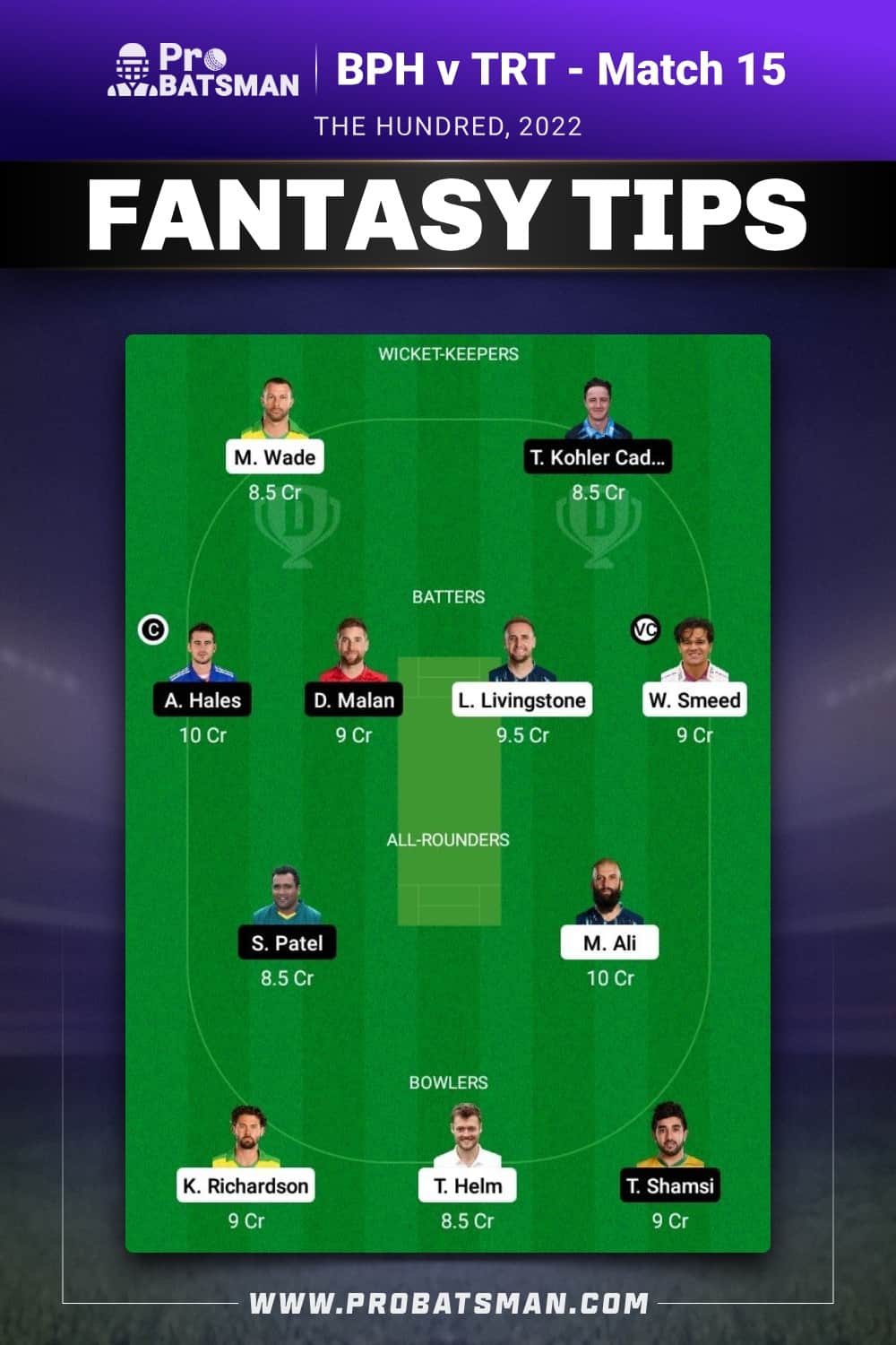 BPH vs TRT Dream11 Prediction - Fantasy Team 2 BPH vs TRT Dream11 Prediction - Fantasy Team 2