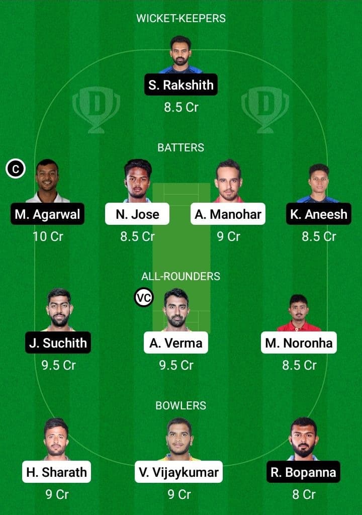 MU vs BB Dream11 Prediction With Stats, Pitch Report & Player Record of Maharaja Trophy T20, 2022 For Match 17