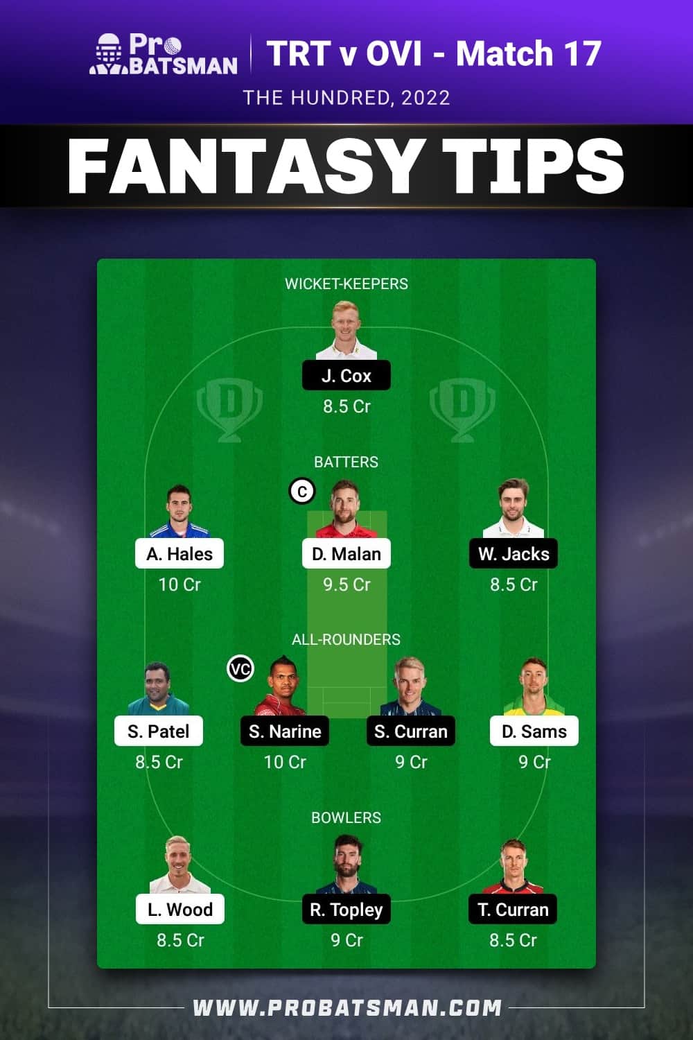 TRT vs OVI Dream11 Prediction - Fantasy Team 1