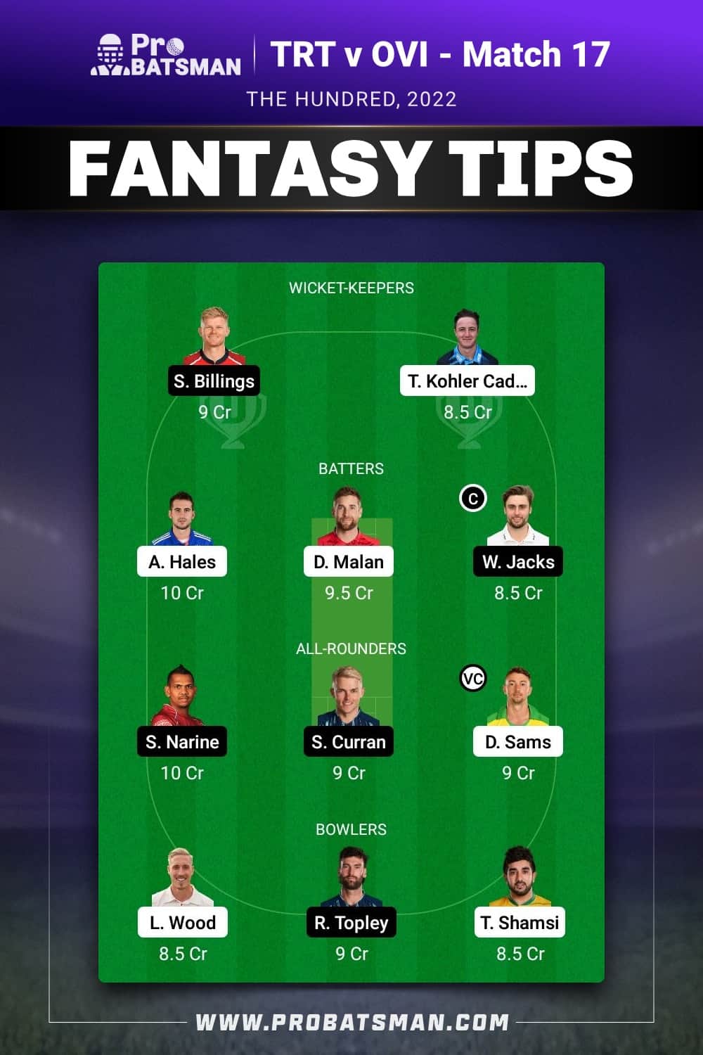 TRT vs OVI Dream11 Prediction - Fantasy Team 2