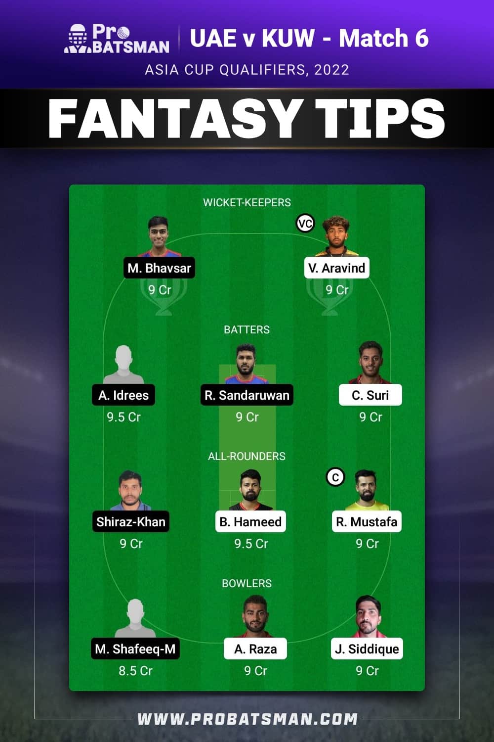 UAE vs KUW Dream11 Prediction - Fantasy Team 2