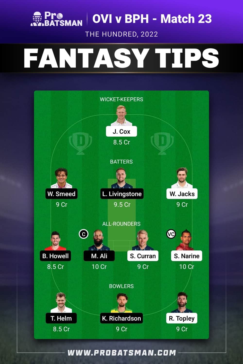 OVI vs BPH Dream11 Prediction - Fantasy Team 1 OVI vs BPH Dream11 Prediction - Fantasy Team 1